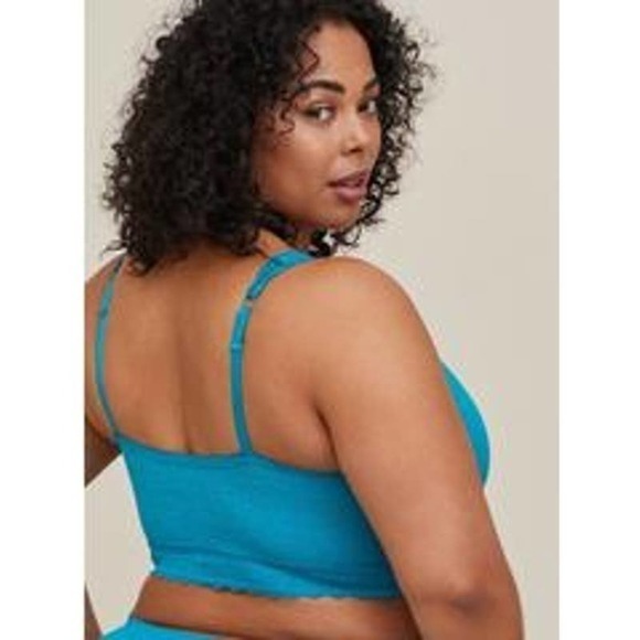 New Torrid 0 (0X size 12) Teal Blue 4 Way Stretch‎ Bralite Unlined Lace Bralette - Picture 3 of 3